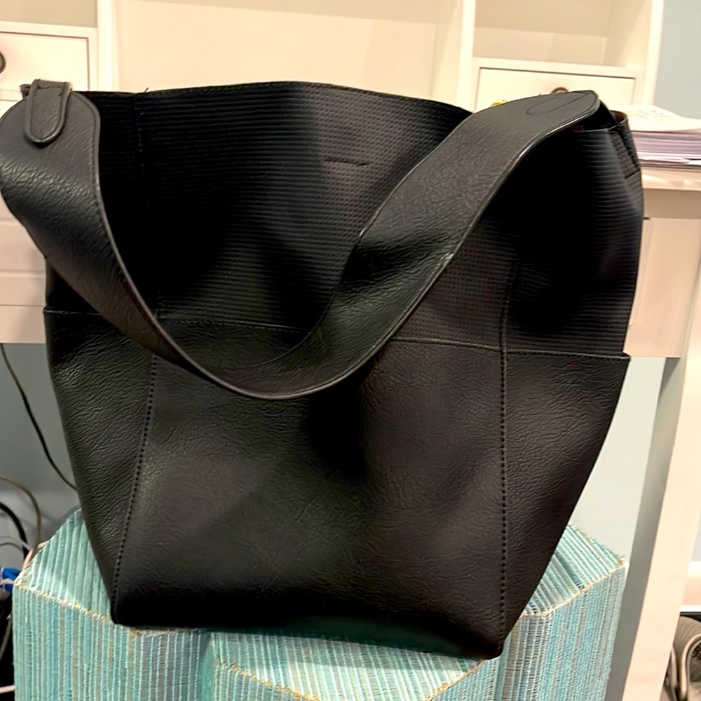 Anthropologie Black Bucket Purse